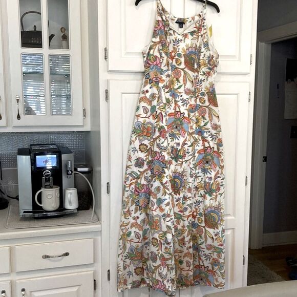 Tommy Hilfiger 100% cotton multicolor floral Paisley sleeveless maxi dress large - Picture 2 of 13